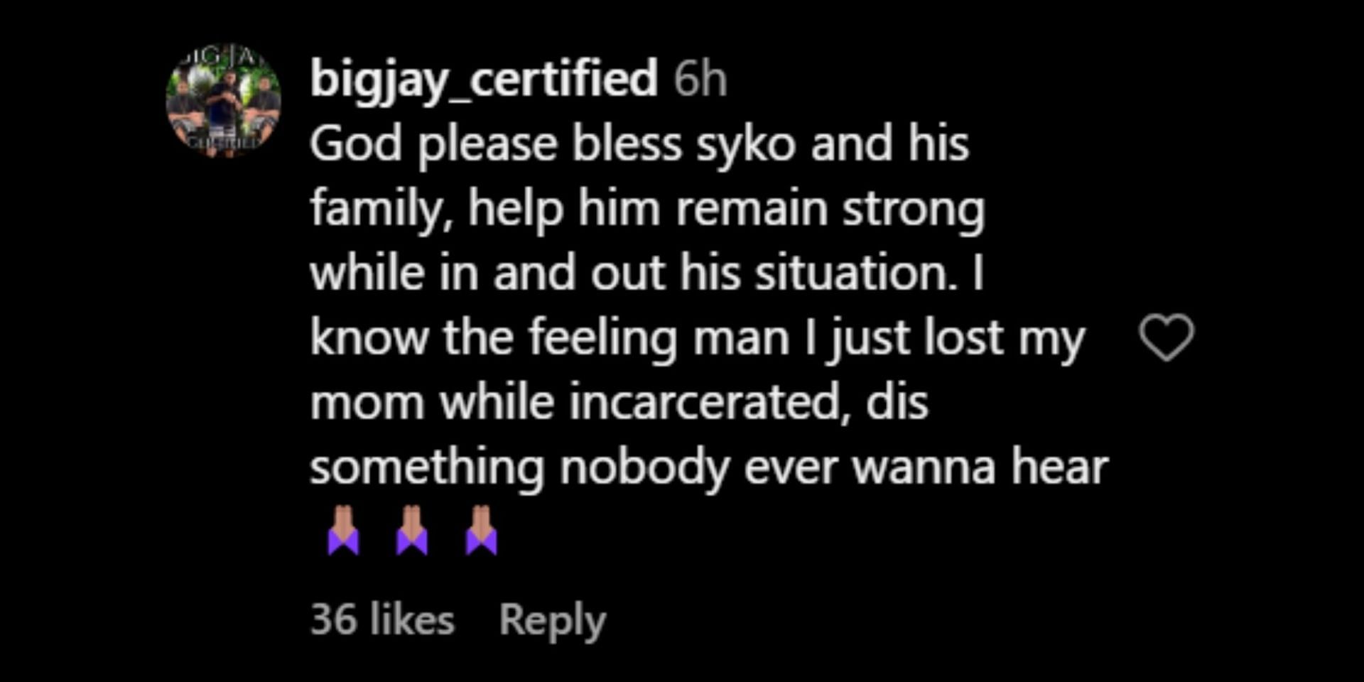 Netizens shared their grief and expressed their condolences for the death of Syko&#039;s mother (Image via Instagram/@duvalpromo)