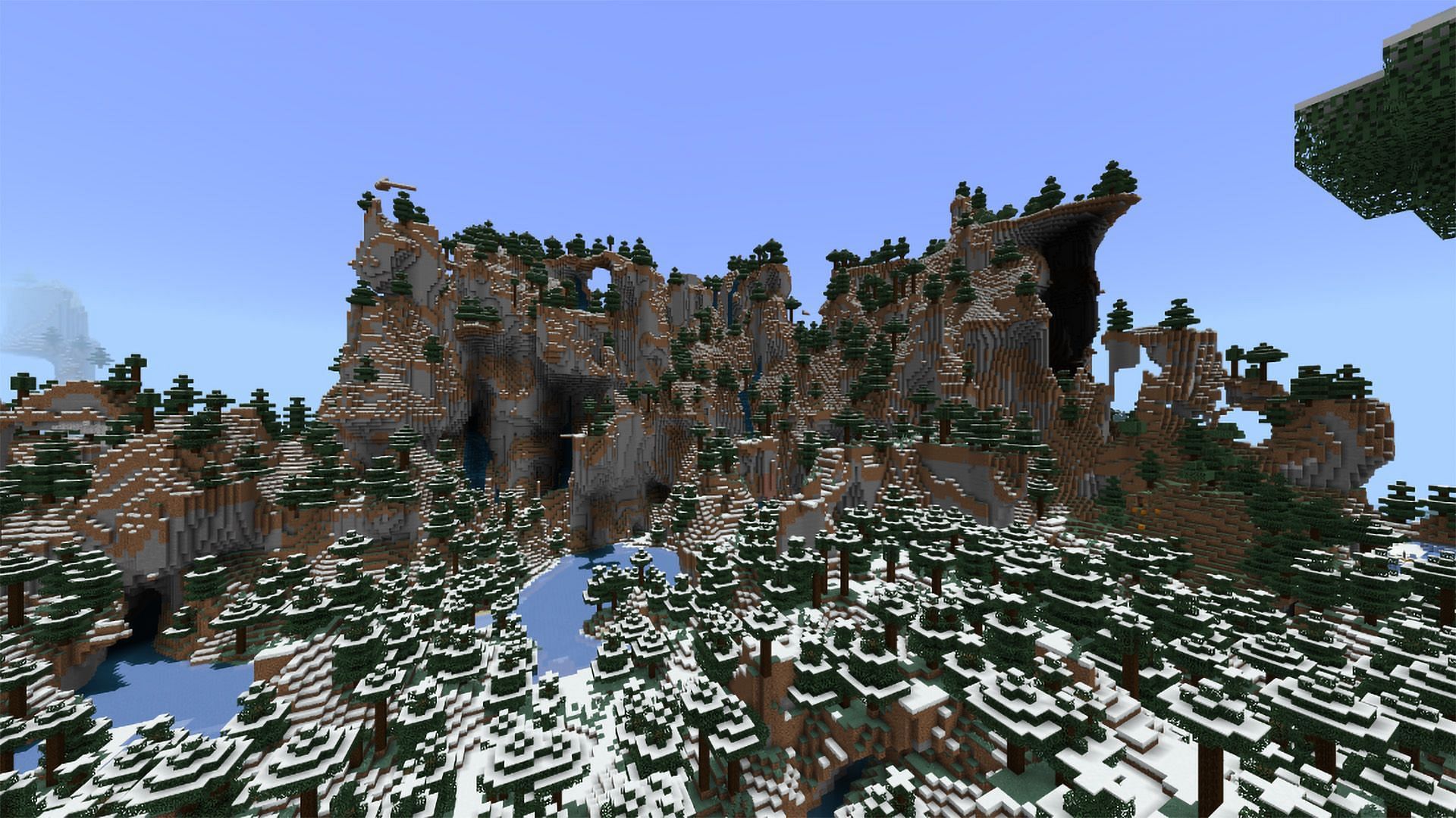 The unusual tundra biome mountains provide a sight to behold in Minecraft (Image via Mojang)