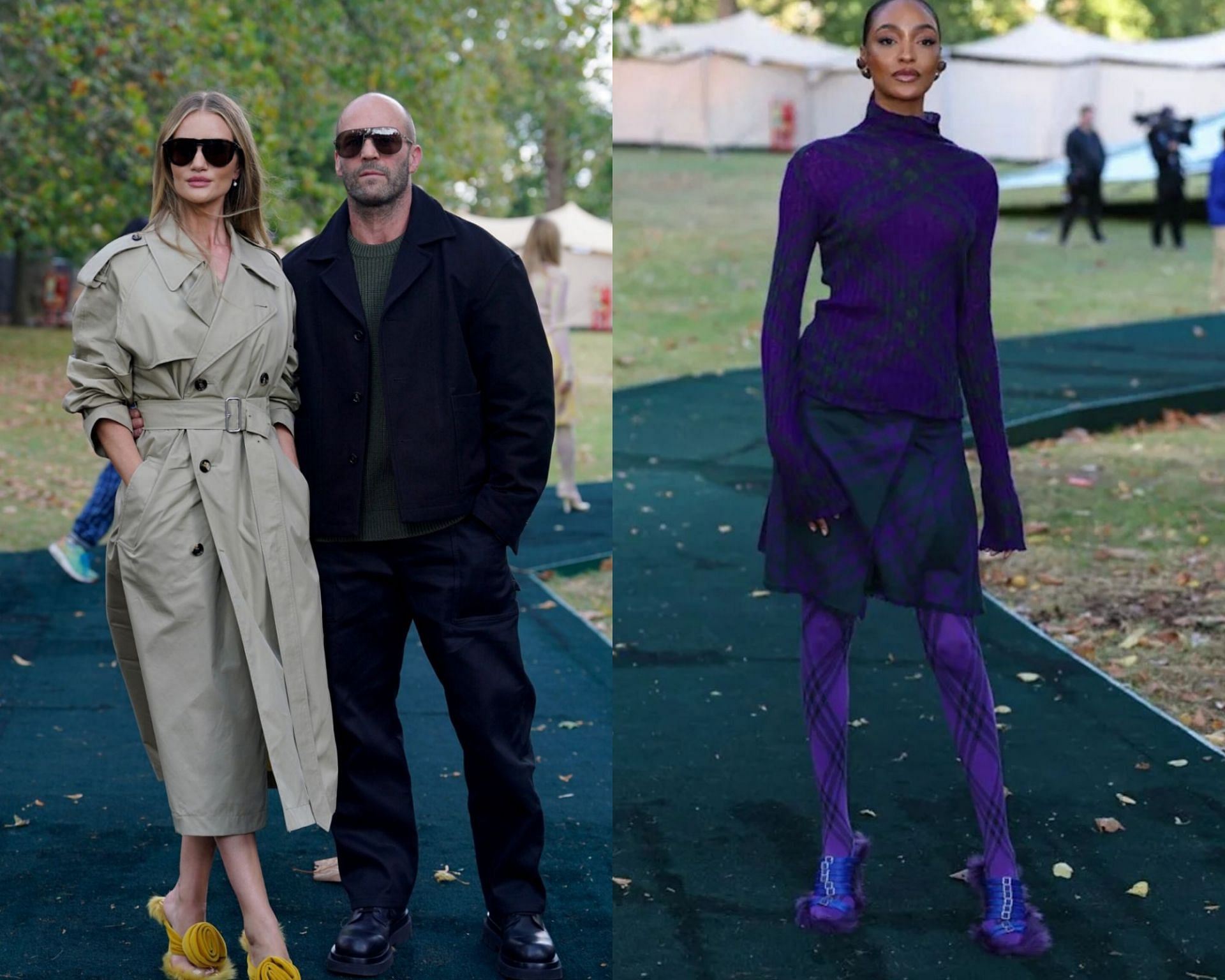 Celebrities at the Burberry Fashion show ( Image via Getty/ Twitter/ Stratham Army)
