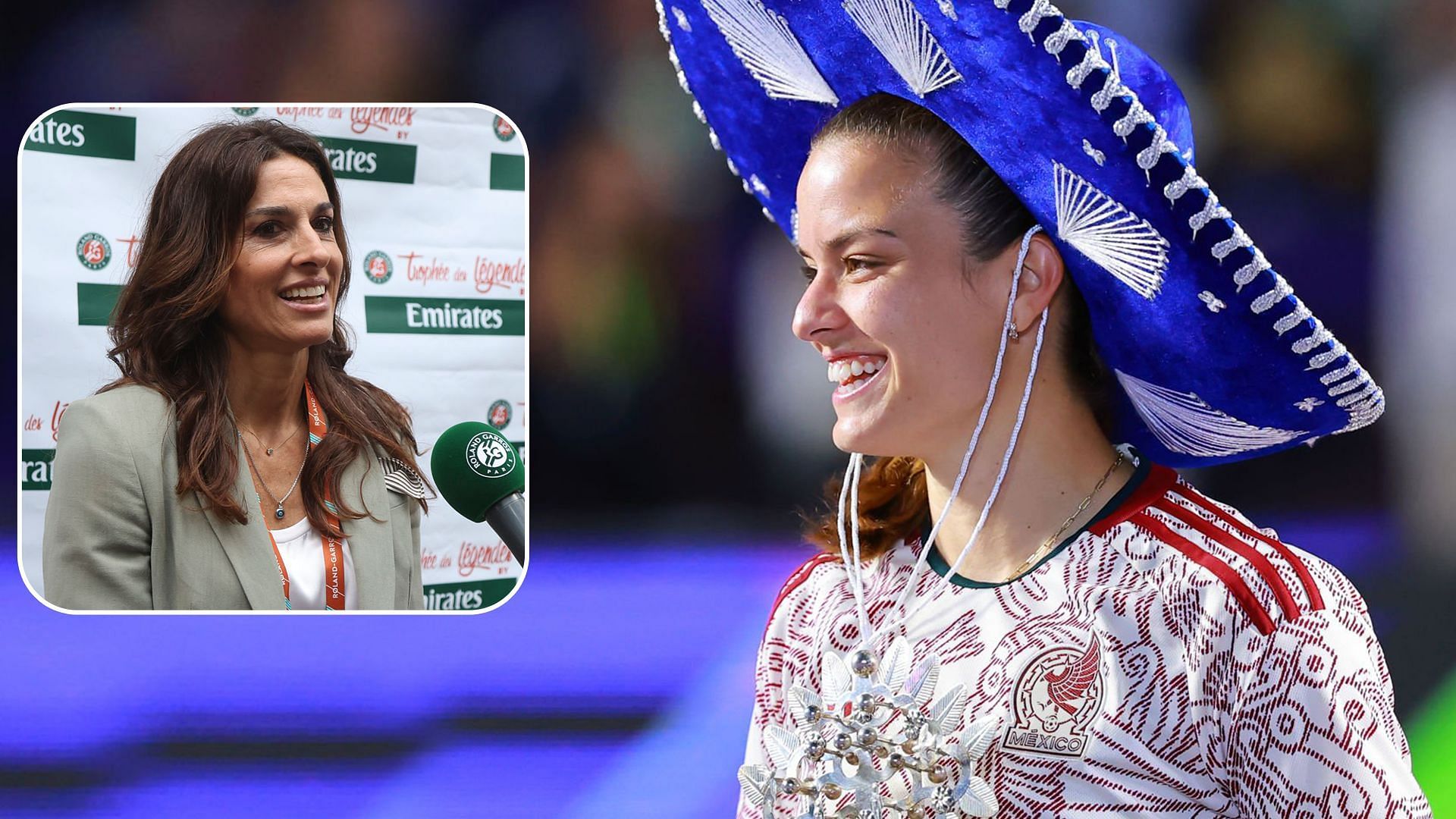 Gabriela Sabatini (inset) and Maria Sakkari