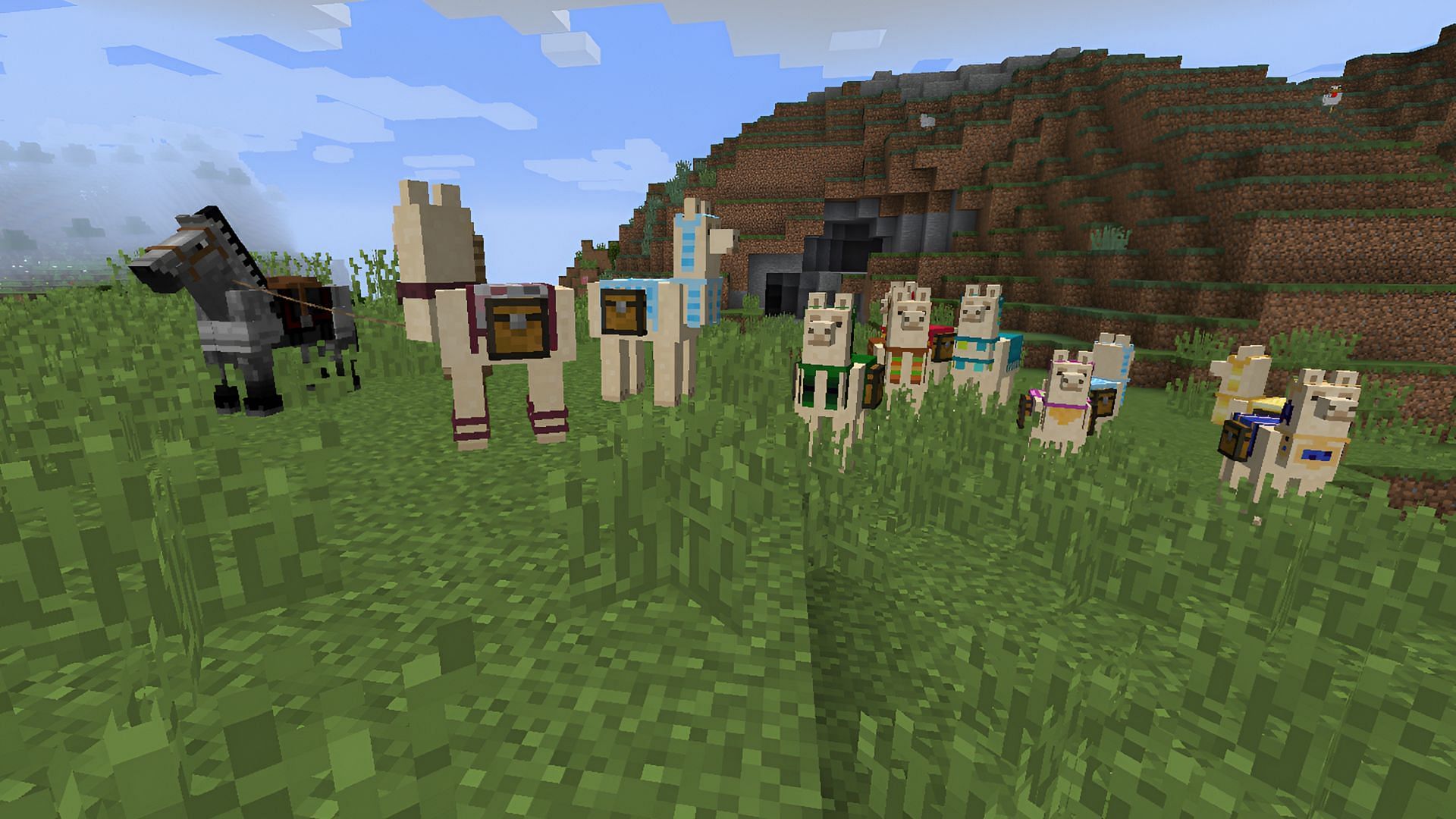 Minecraft fans can create an entire caravan of llamas to carry their goods (Image via Mojang)