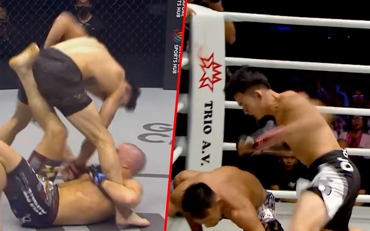 Thanh Le knocking out his opponents (left) and (right) 