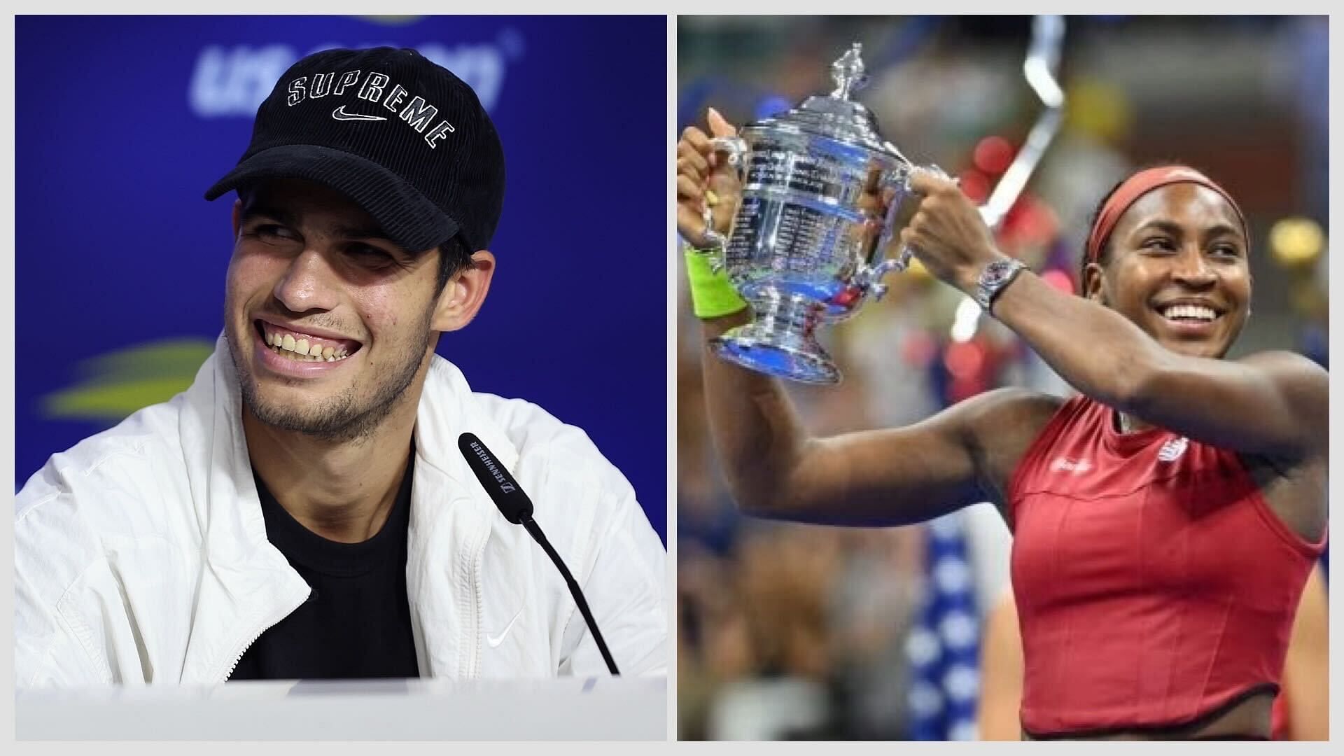 Carlos Alcaraz congratulates Coco Gauff