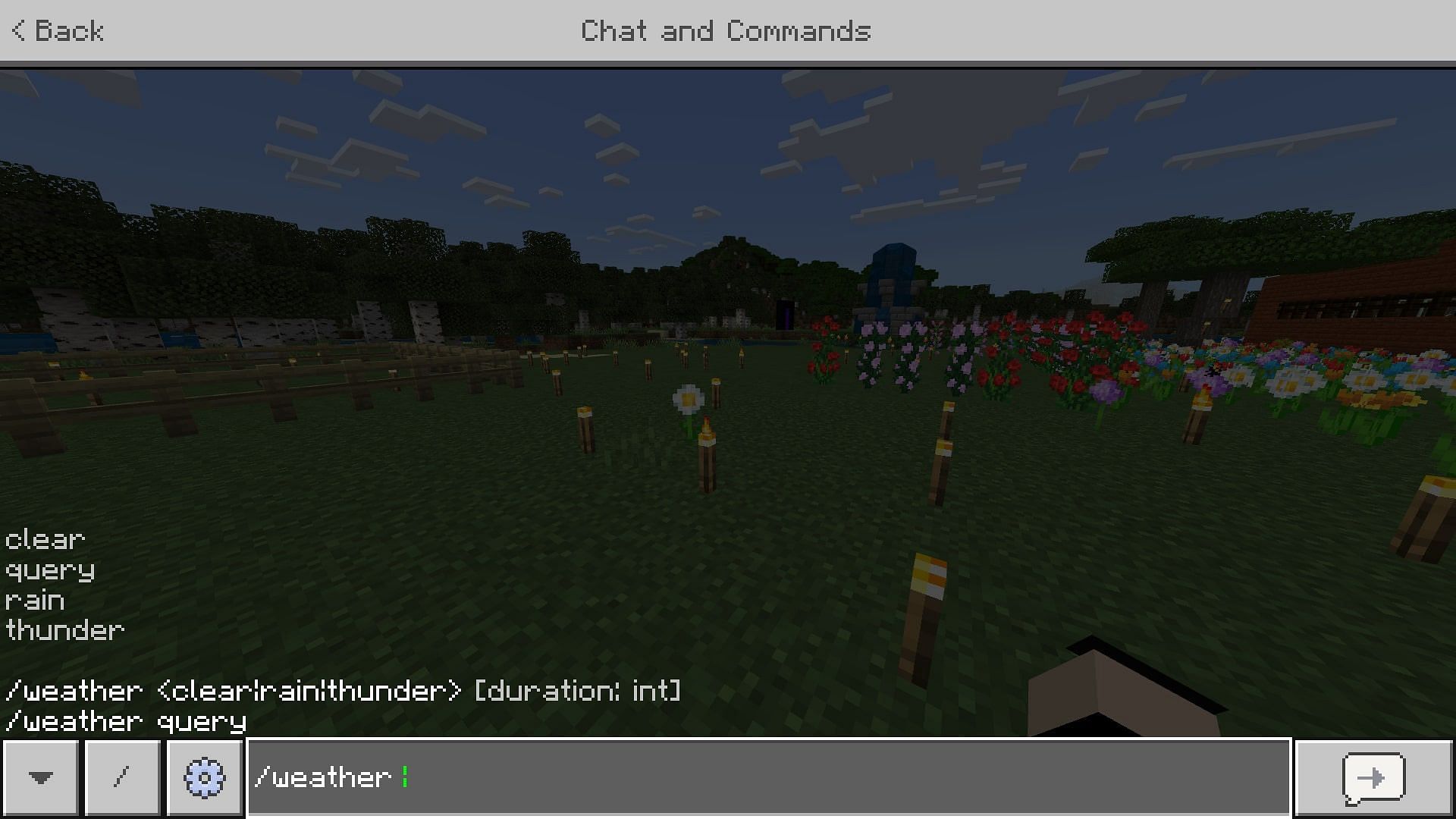 Weather command with four options to choose from (Image via Mojang)