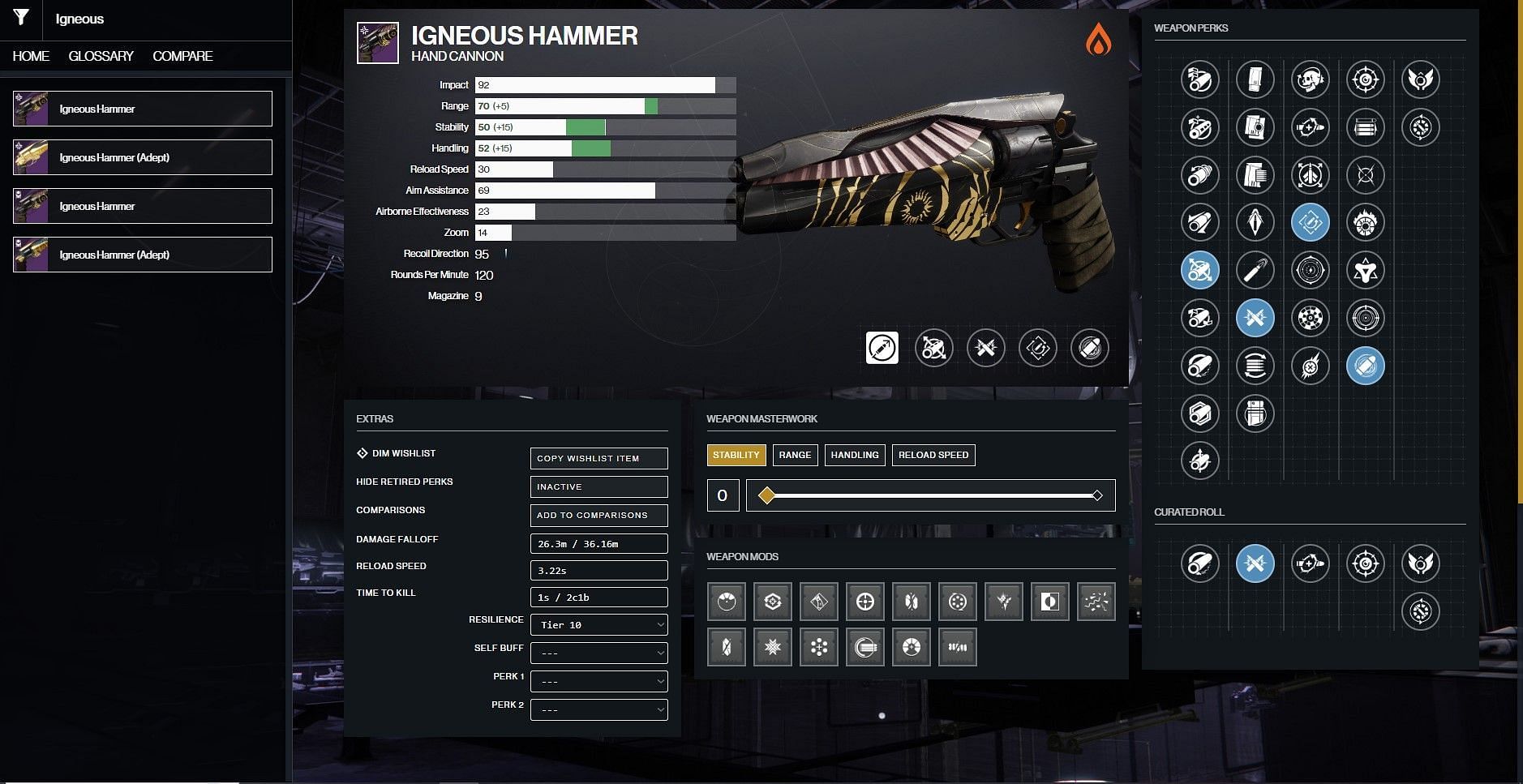 Igneous Hammer (Image via D2Gunsmith)