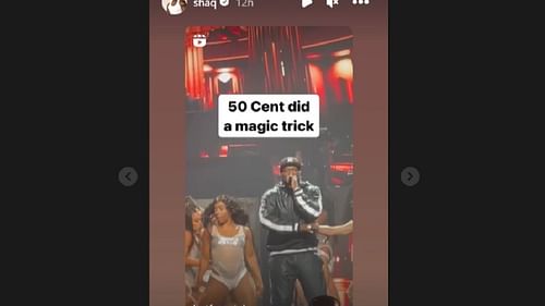 Shaq posting 50 Cent's spectacular trick in one of the legendary rapper's shows