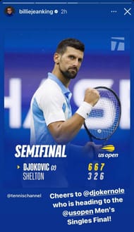 Billie Jean King's Instagram story