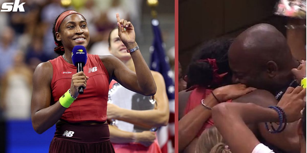 Coco Gauff and her father Corey share a heartfelt moment during her US Open winner