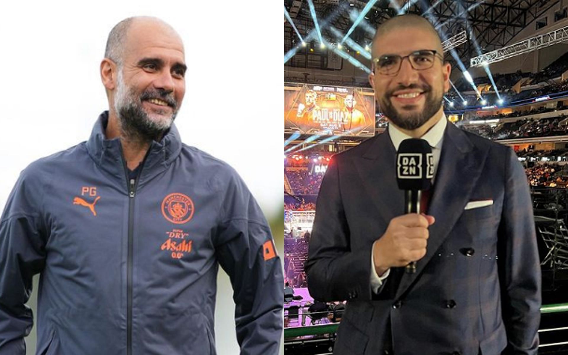 Pep Guardiola (left) and Ariel Helwani (right) (Images via @pepteam and @arielhelwani Instagram)