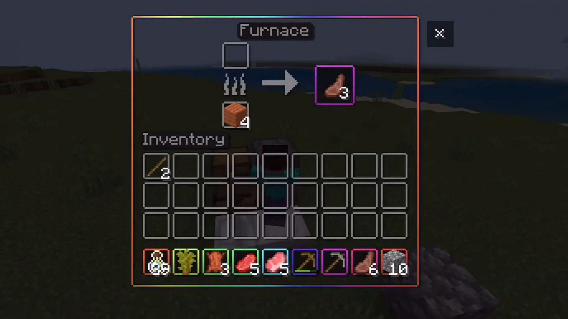 RGB XP Bar + Inventory GUI adds a bit of colorful flair to the in-game interface. (Image via CrisXolt/MCPEDL)