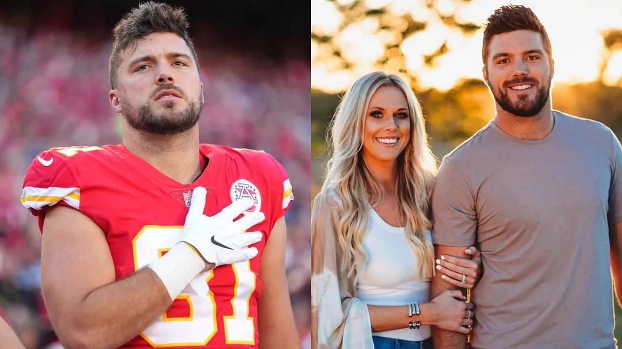 Kansas City Chiefs tight end Blake Bell with his wife Lyndsay