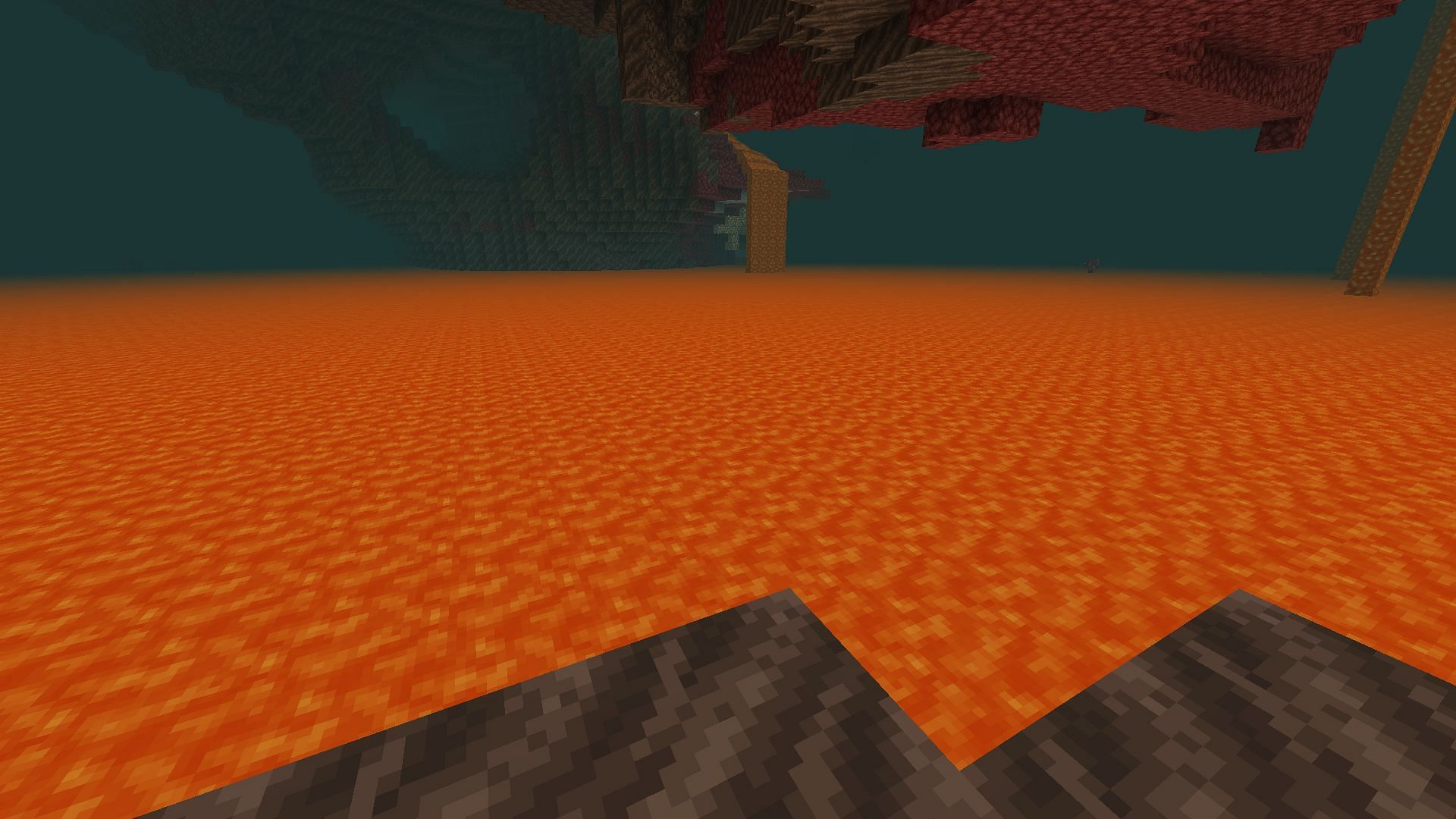 Lava seas are tricky to cross in Minecraft (Image via Mojang)
