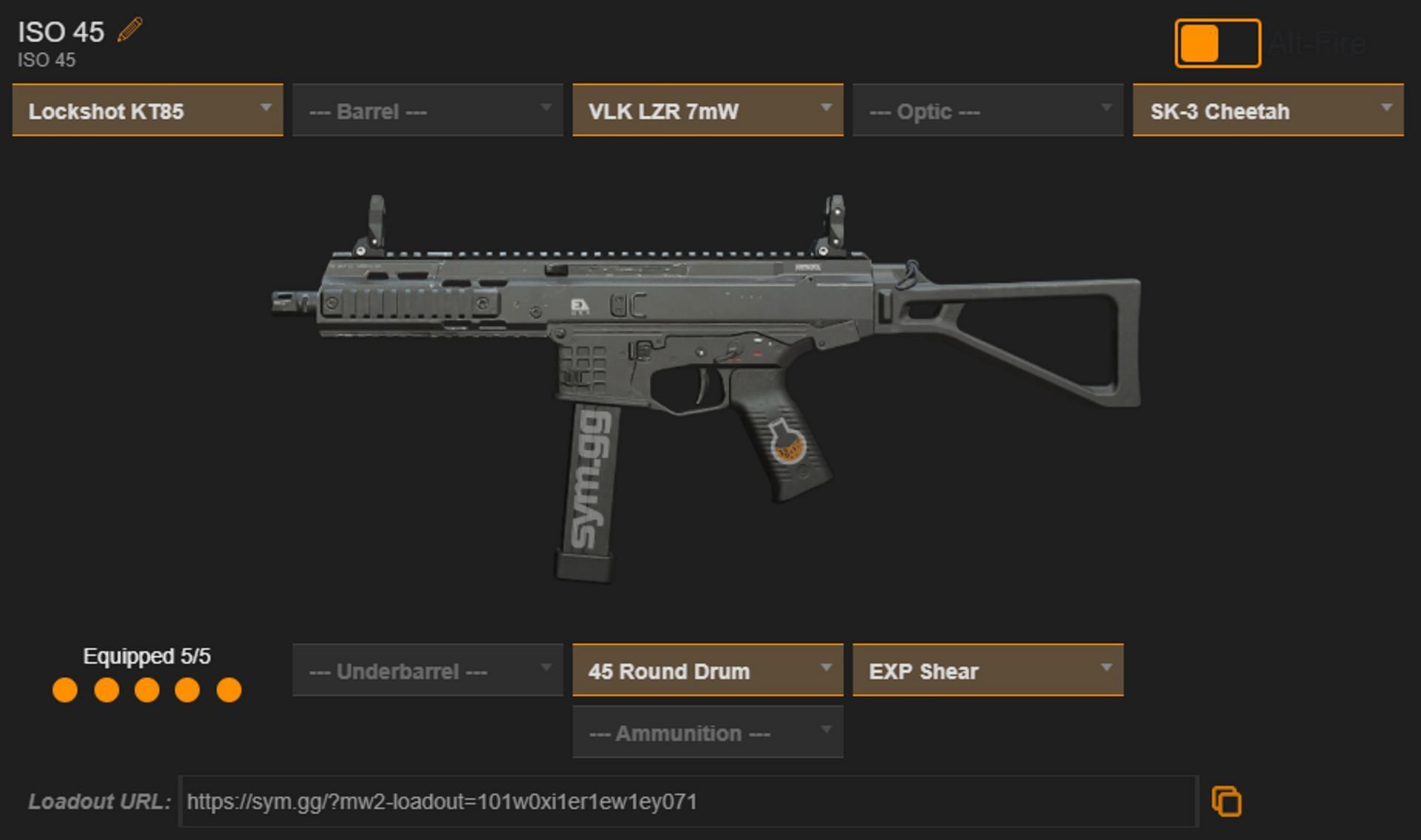 ISO 45 loadout (Image via sym.gg)