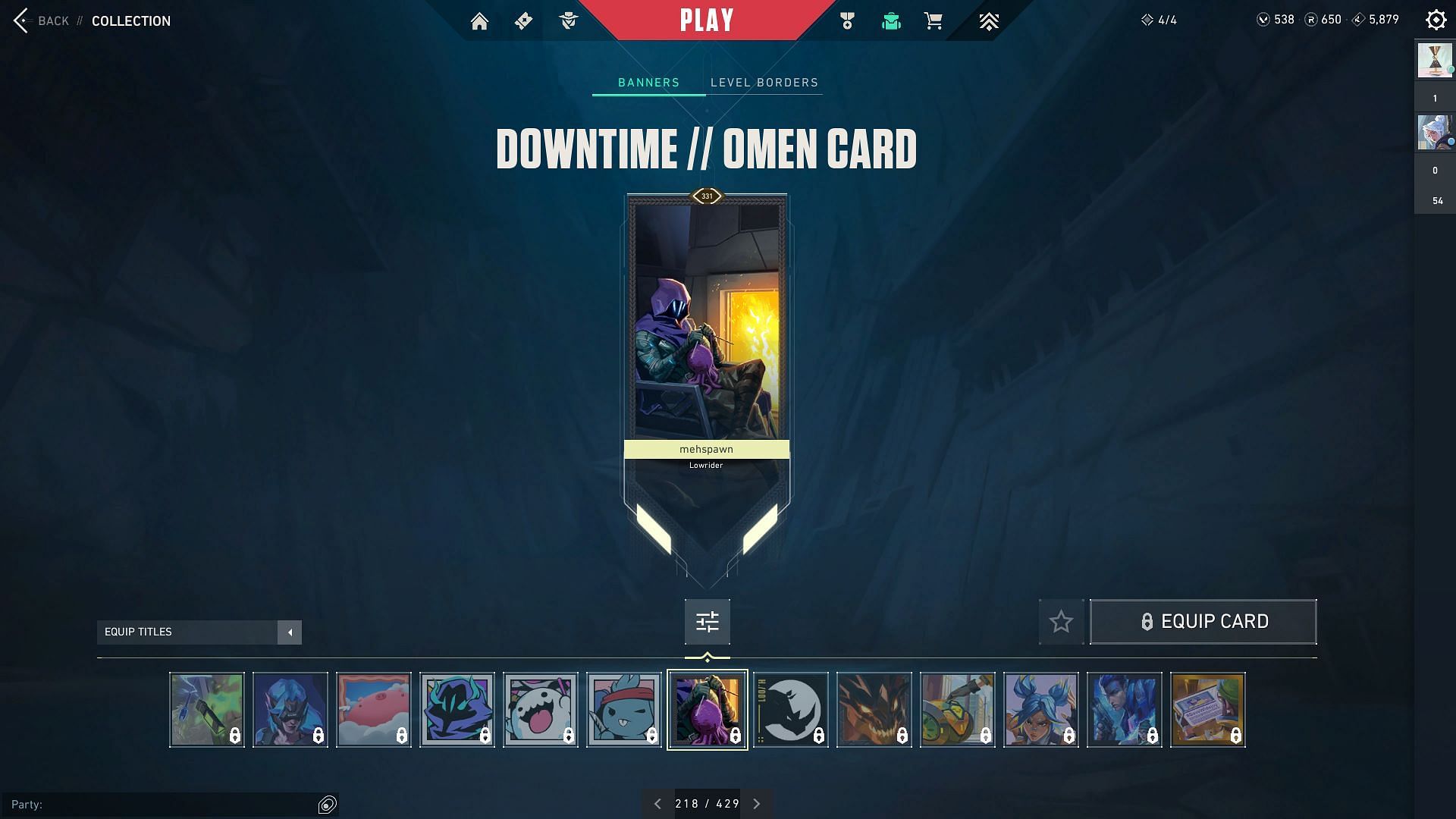 The Downtime Player Card (Image via Riot Games)