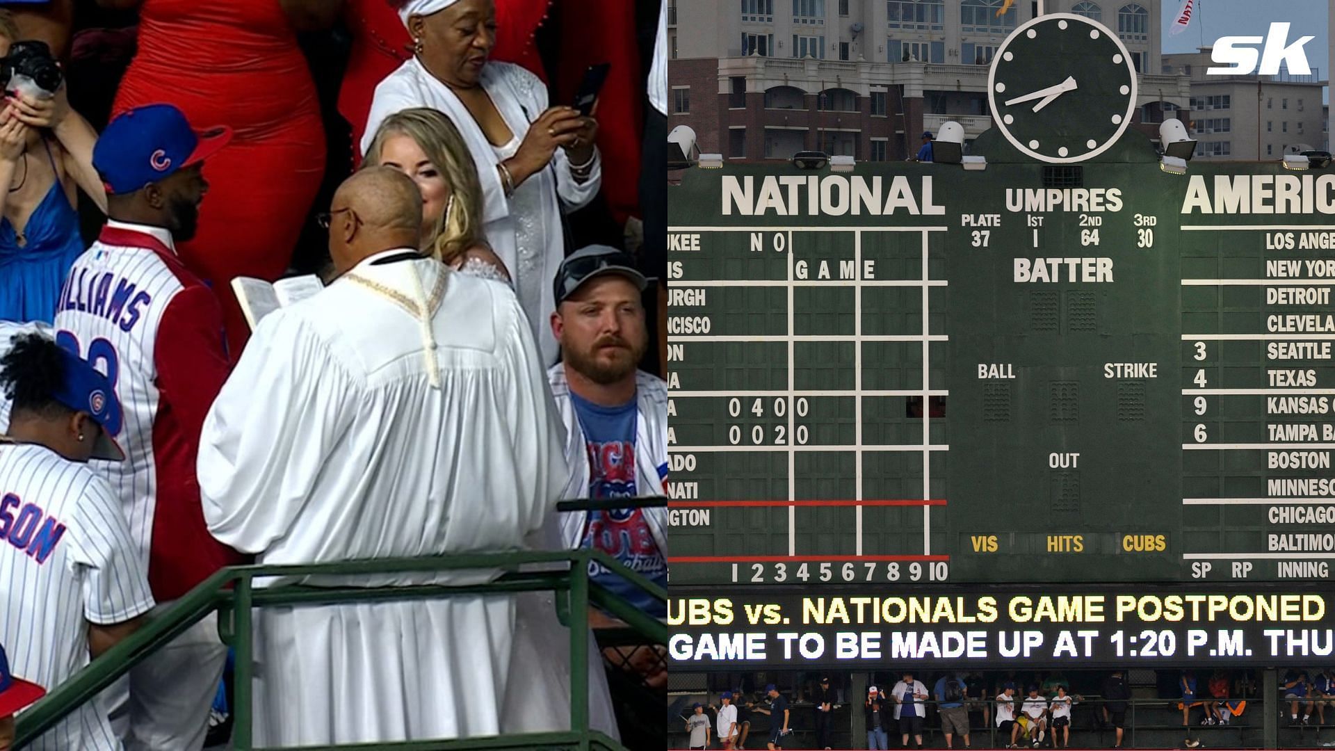 A couple lucky fans were married at Wrigley Field on Thursday