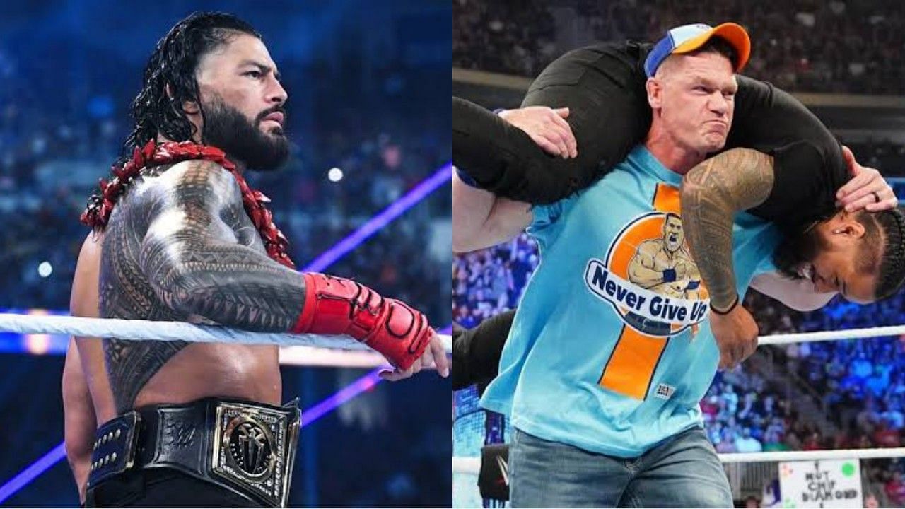 WWE सुपरस्टार्स रोमन रेंस, जॉन सीना और जिमी उसो 