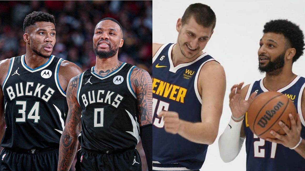 Giannis Antetokounmpo and Damian Lillard (Photo: Jake Weinbach/Twitter), and Nikola Jokic and Jamal Murray (Photo: Whistle/Twitter)