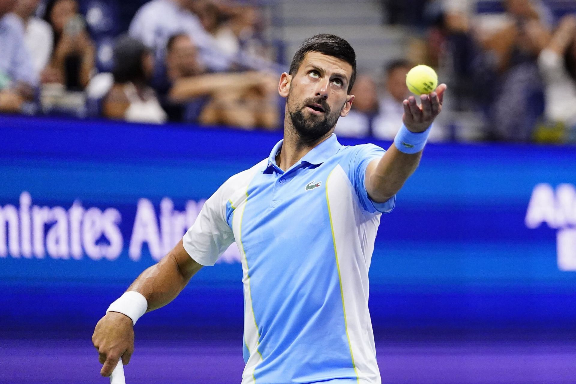 Novak Djokovic in action at the US Open