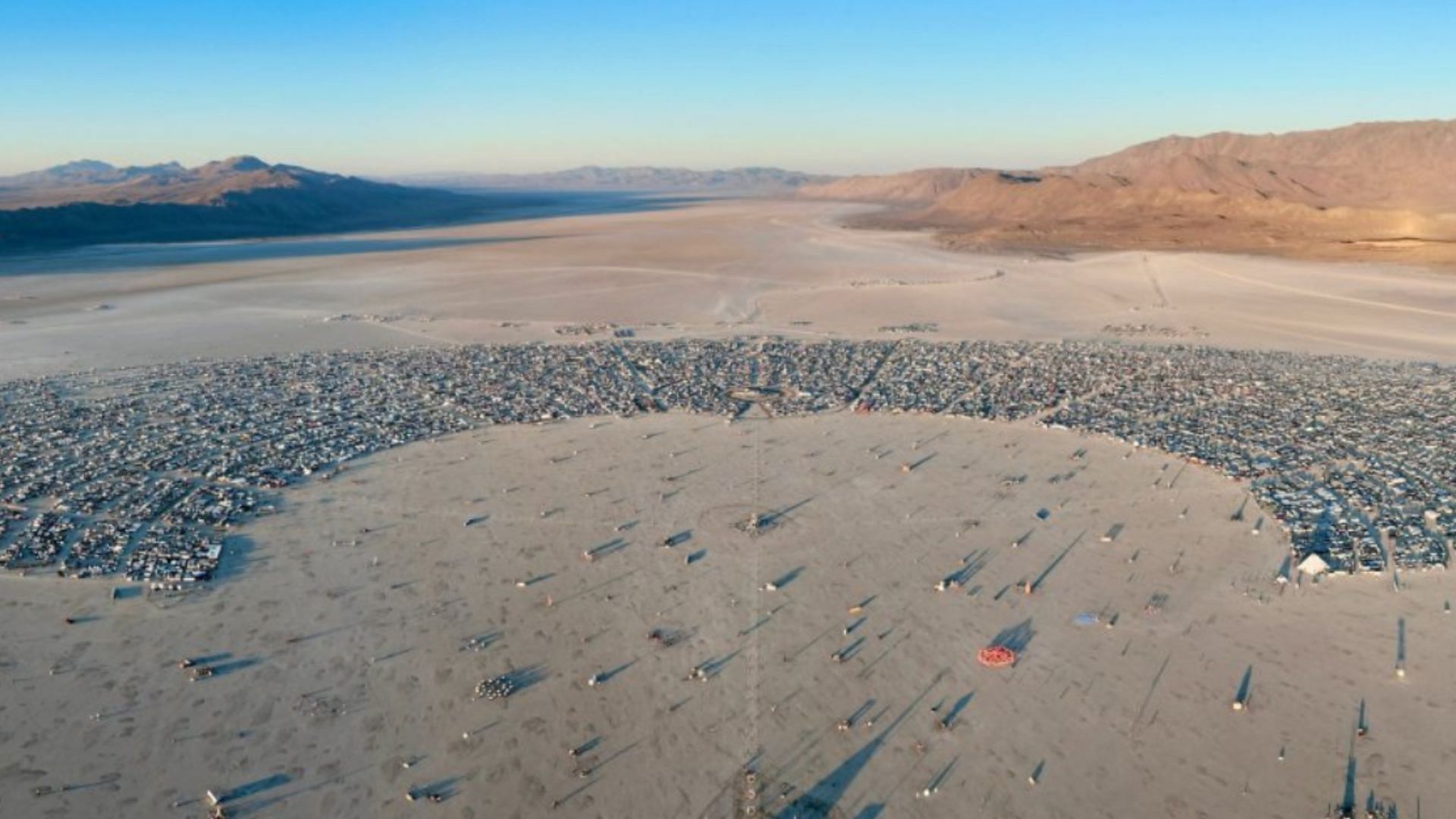 An aerial view of the Burning Man Festival ground. (Image via X/Burning Man Project)