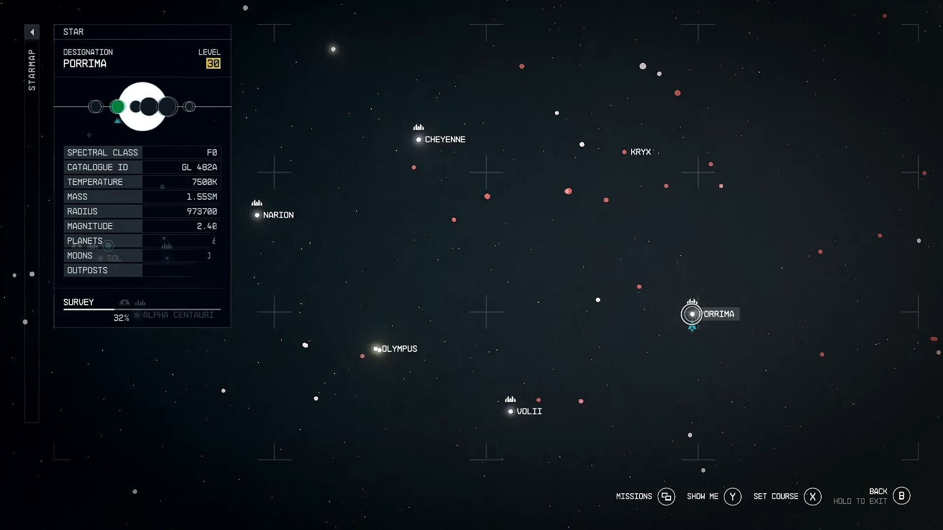 Way to Porrima Star System on your star map (Image via Bethesda)