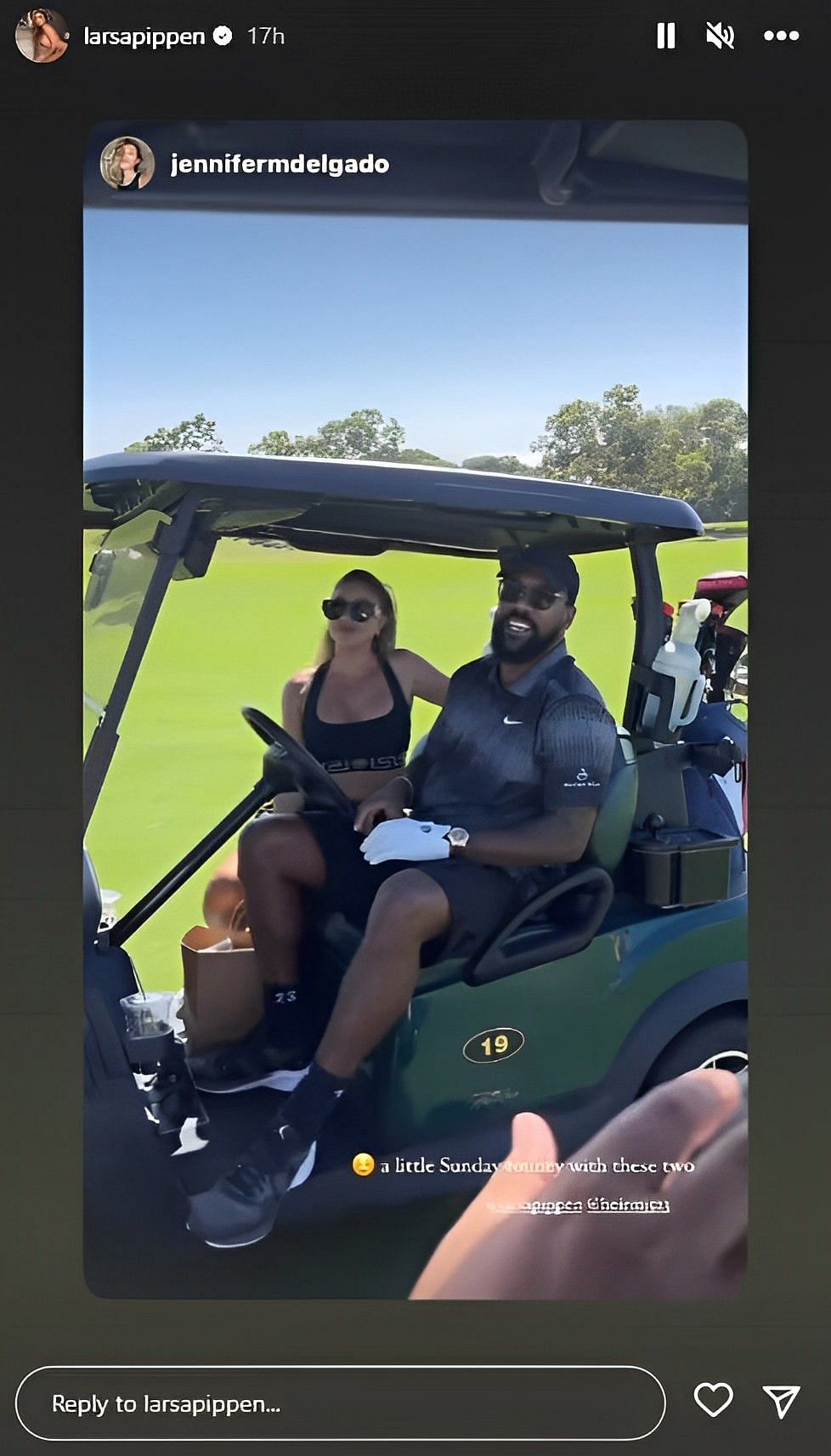 Jordan and Pippen ride a golf cart