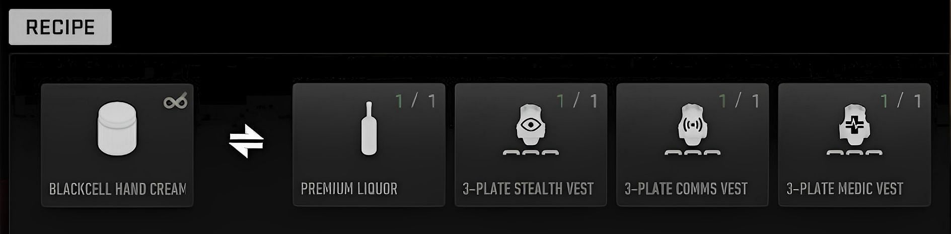 Items required to craft the Blackcell Hand Cell (Image via Activision)