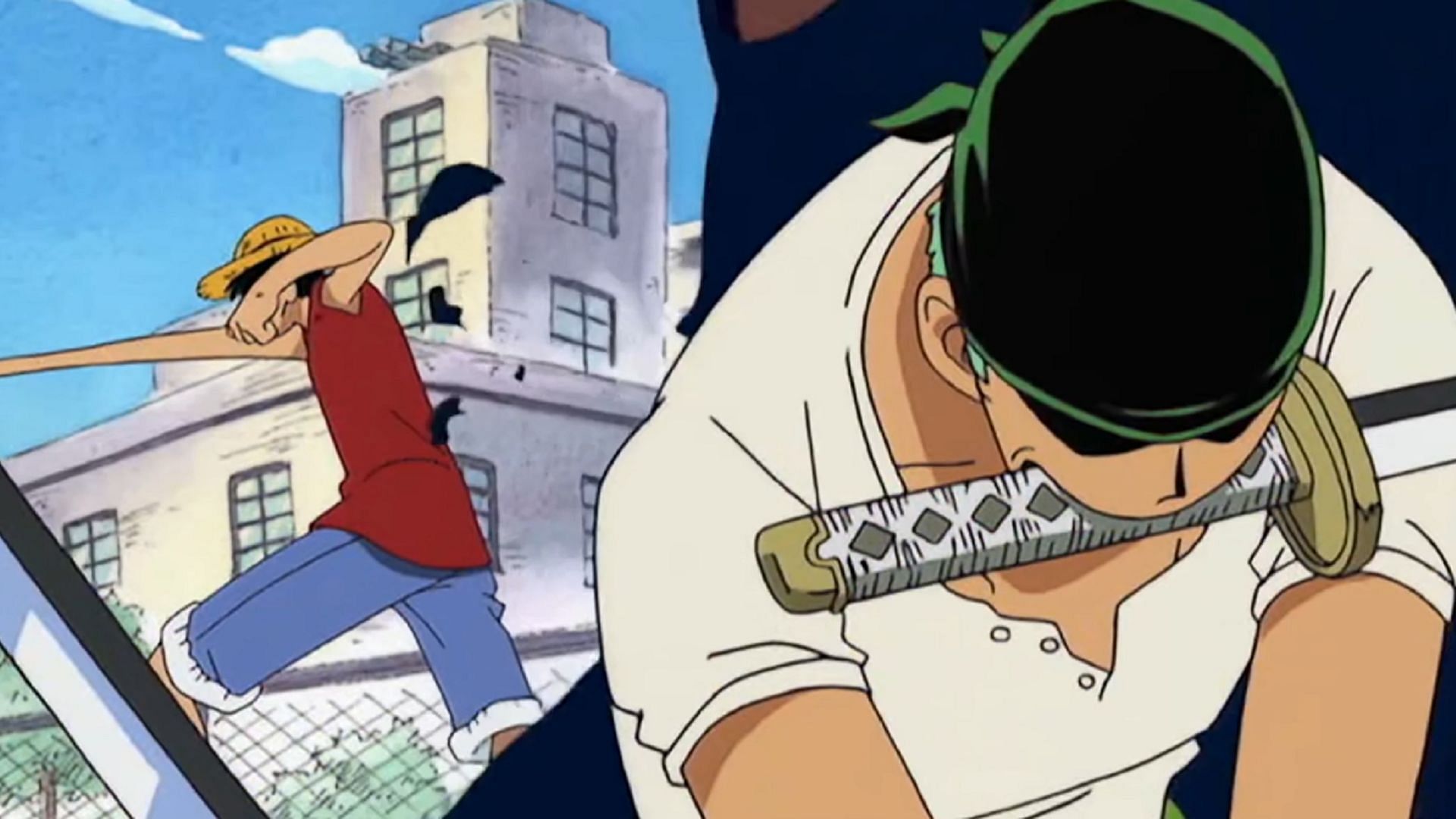 Luffy and Zoro vs Morgan (Image via Toei Animation, One Piece)