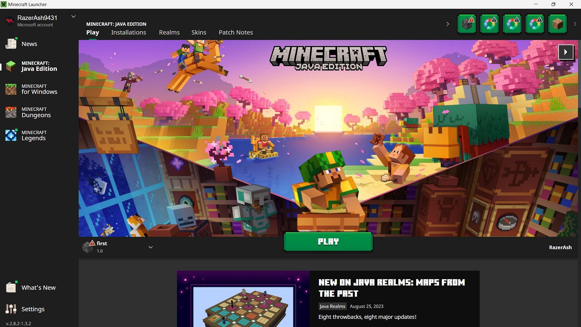 First, open the Minecraft launcher and head over to the Java Edition section (Image via Sportskeeda)