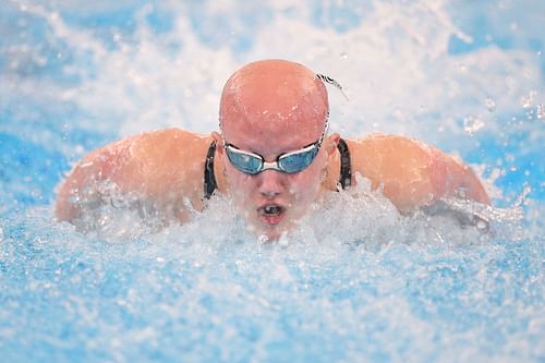 Leah Hayes competes in the women's 200m Individual Medley at the TYR Pro Swim Series Westmont at the FMC Natatorium in Illinois in April 2023