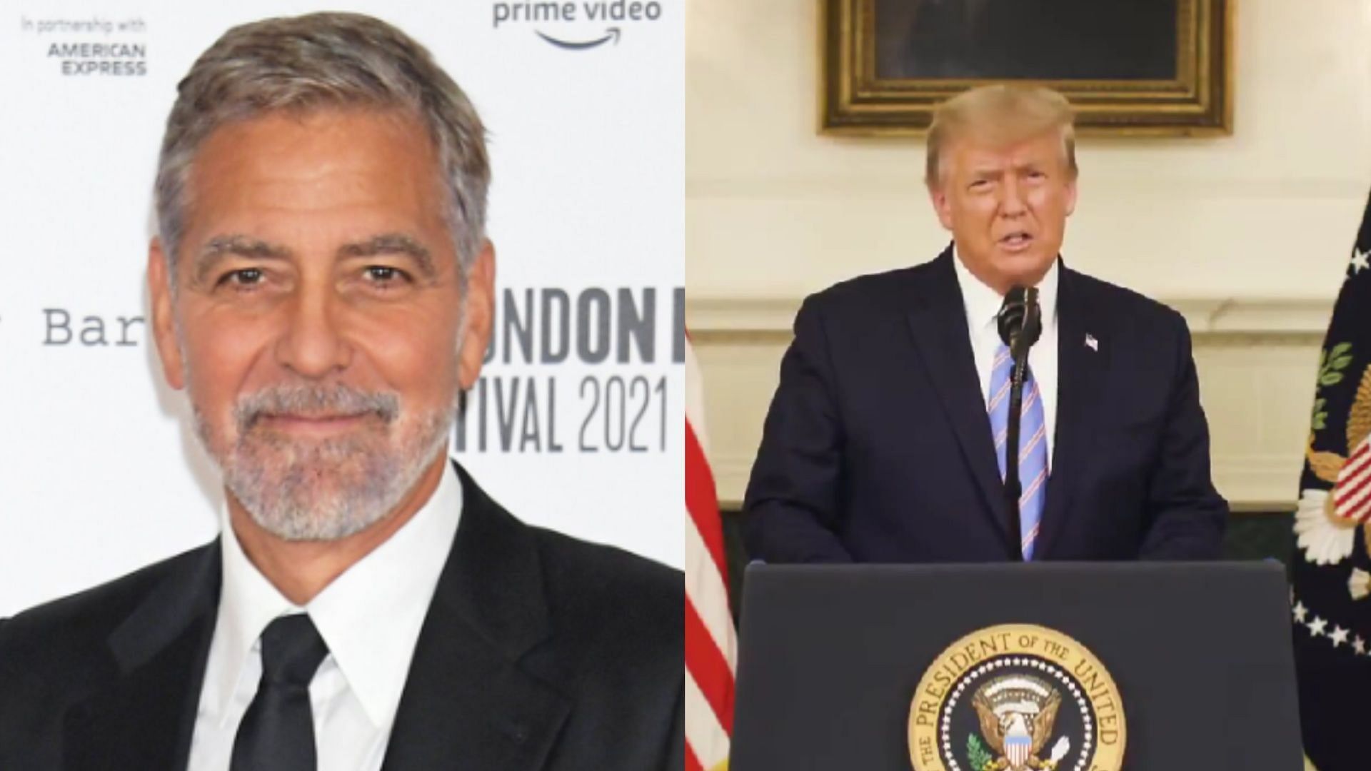 George Clooney called out Donald Trump in a 2017 interview. (Image via X/filam916/realDonaldTrump)