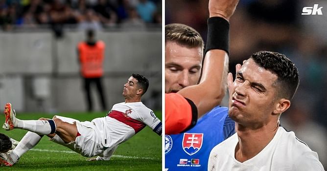 Cristiano Ronaldo escapes red card after catching ex-Manchester United teammate on the head with studs during Portugal vs Slovakia