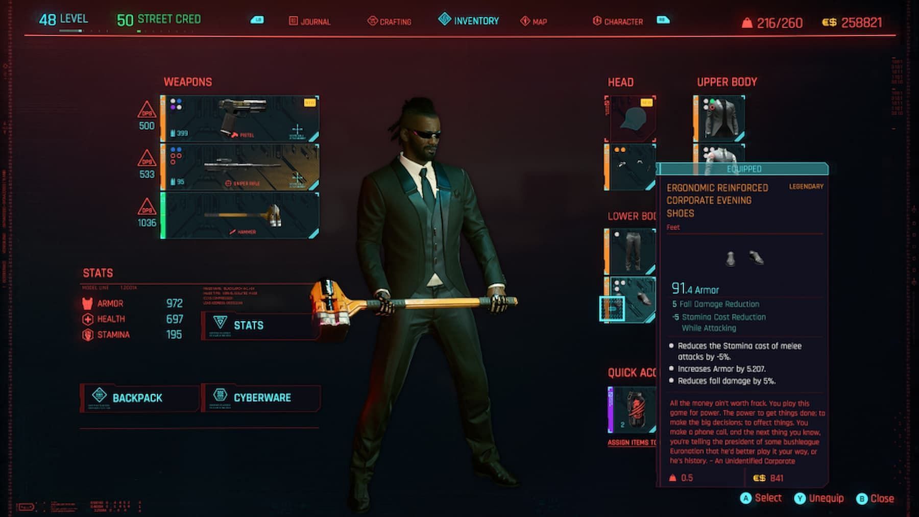 Another corporate outfit for those who want a classy-looking V (Image via CD Projekt Red)