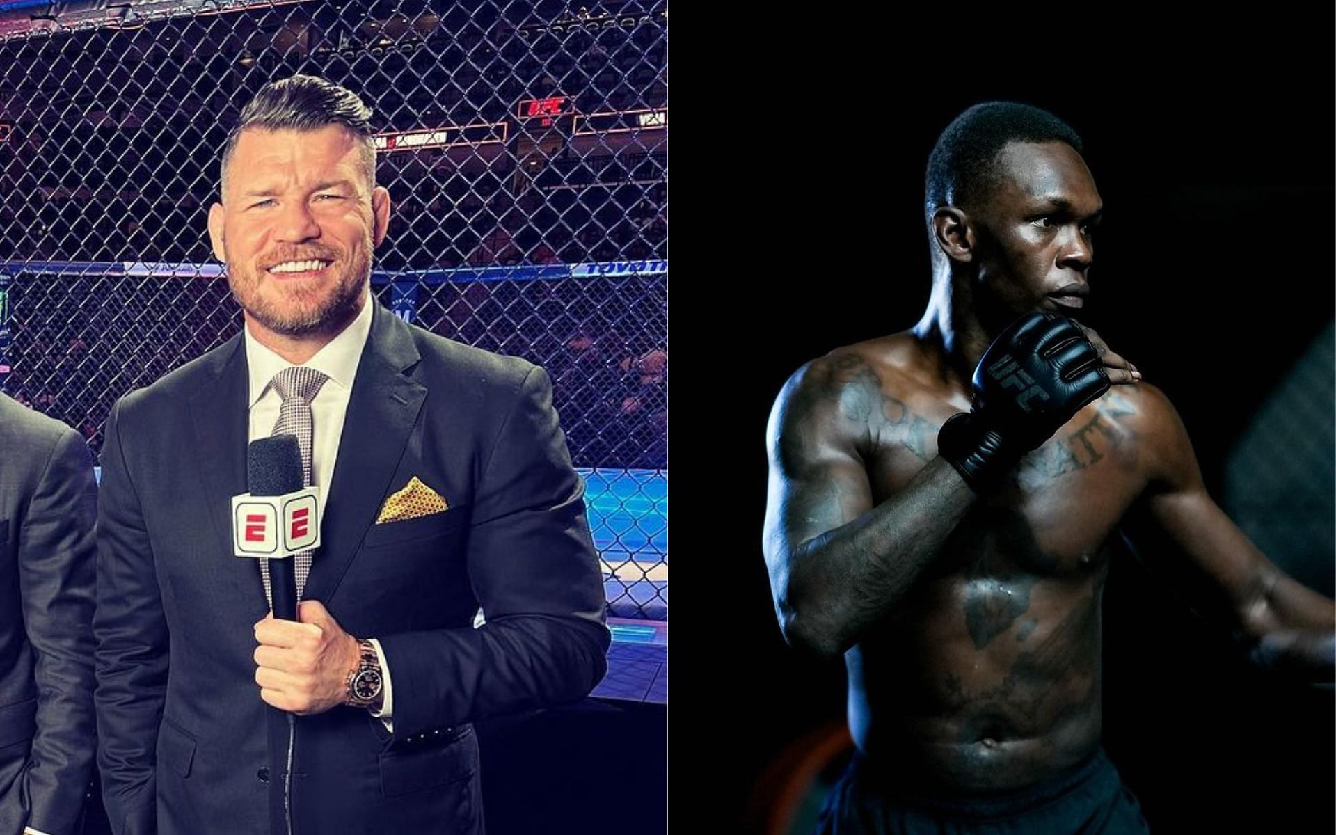 Israel Adesanya (left) and Michael Bisping (right) (Image credits @mikebisping and @stylebender on Instagra,m)