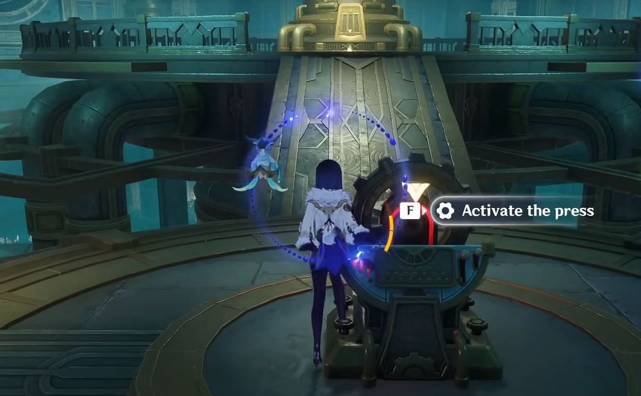 Activate the press in the abandoned production area (Image via YouTube/KyoStinV)