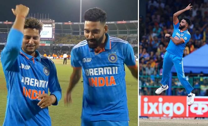 [WATCH] Mohammed Siraj teaches Kuldeep Yadav CR7’s ‘Siu’ celebration after Asia Cup 2023 win