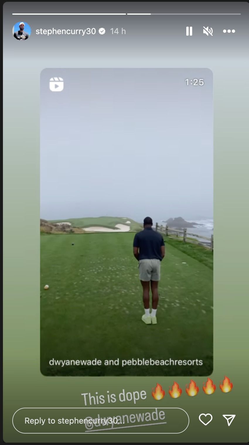 Steph Curry reacts to Dwyane Wade's hole-in-one