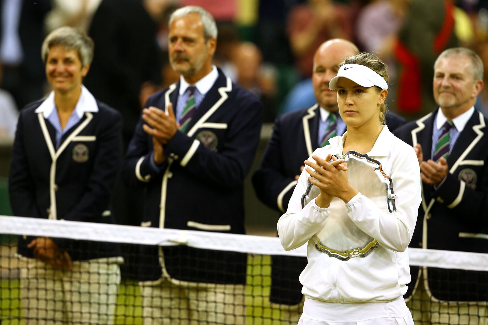 Eugenie Bouchard with the runner-up trophy: Wimbledon 2014