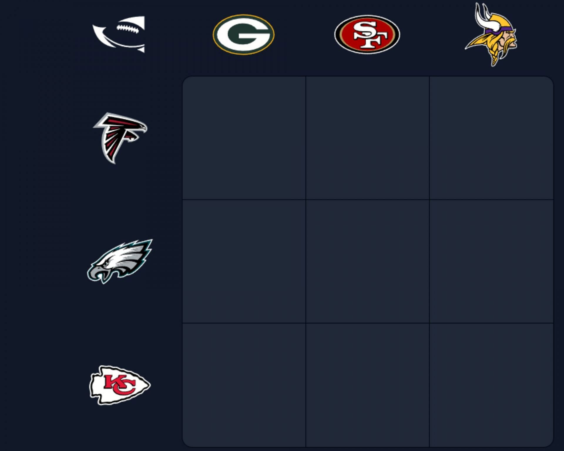 NFL Immaculate Grid for September 1