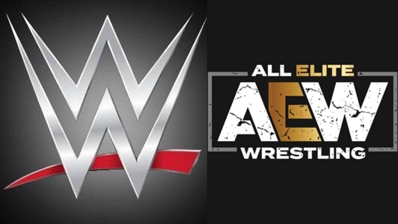 WWE logo (left) and AEW logo (right)