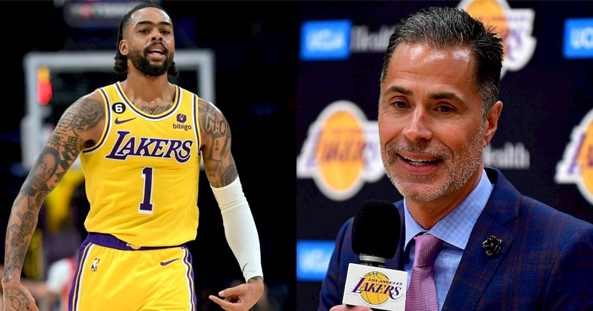 LA Lakers point guard D&rsquo;Angelo Russell and Lakers GM Rob Pelinka