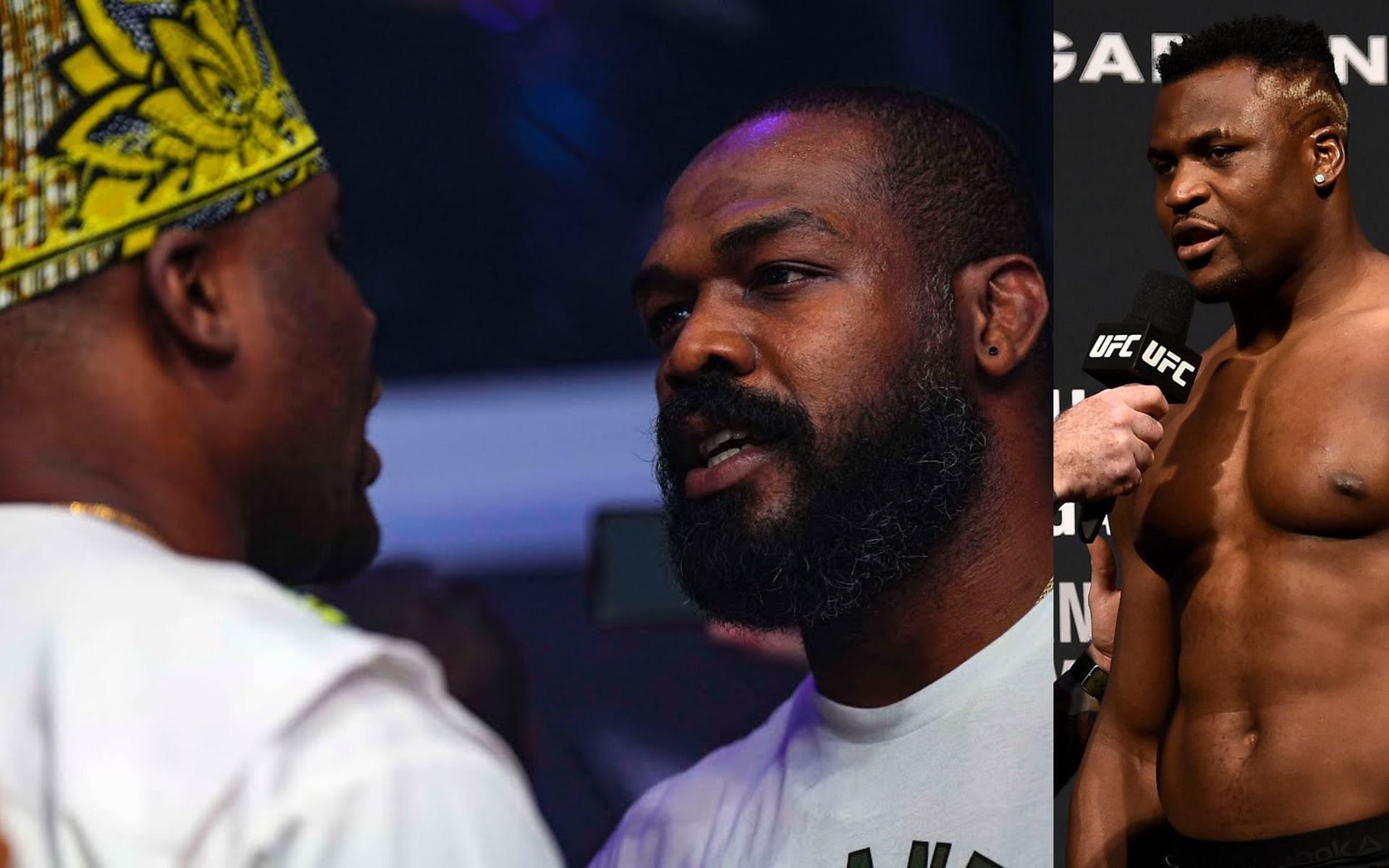 Francis Ngannou and Jon Jones. [via Getty Images and PFL]