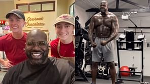 Days after showing off an incredible 55-pound weight loss, Shaquille O'Neal visits a family-owned bakery