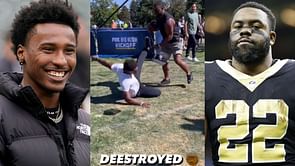 WATCH: Deestroying gets destroyed by Mark Ingram as YouTuber makes an attempt to stop a rush by former Saints RB