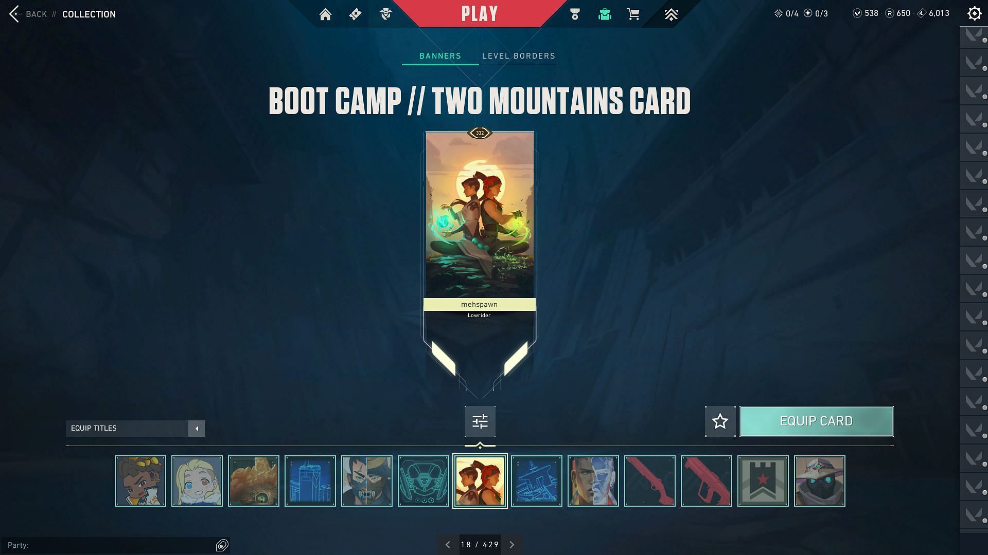 The Boot Camp // Two Mountains Player Card (Image via Riot Games)