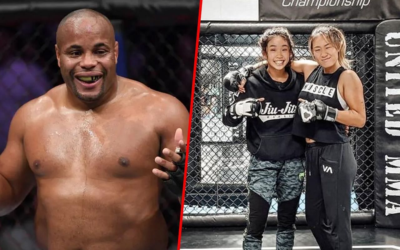 (From left) Daniel Cormier, Victoria Lee, and Angela Lee. [Image: Angela Lee Instagram / Various]