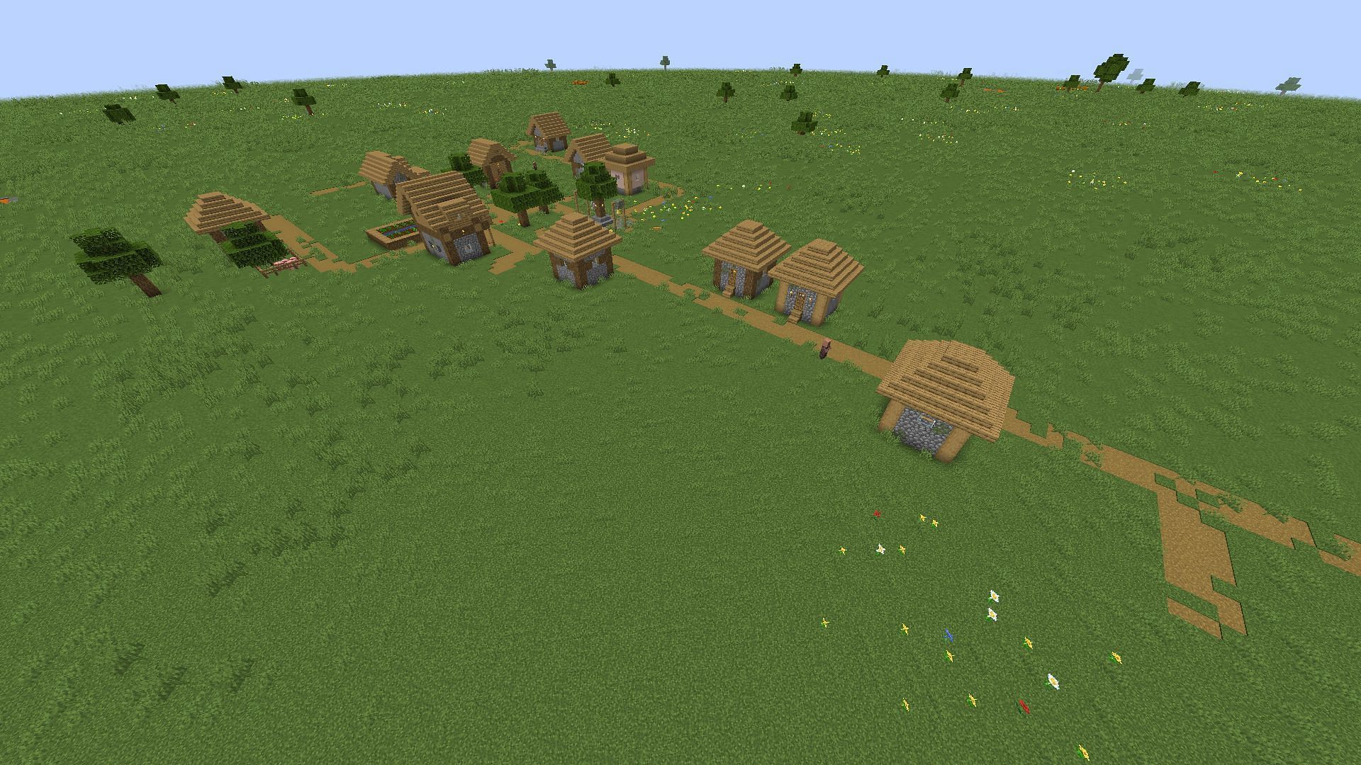 Villages are great for getting several resources early in the game (Image via Mojang)