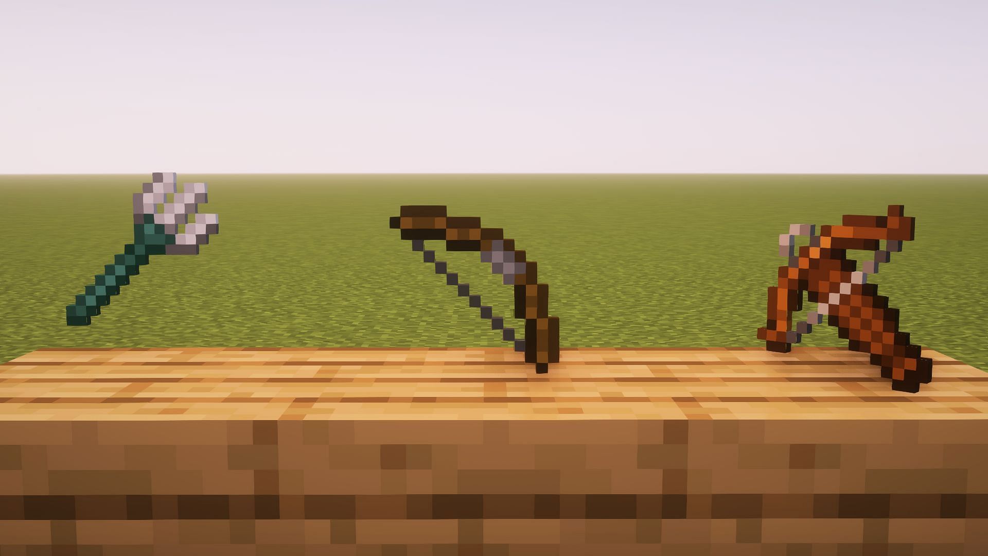 There are three different ranged weapons for players to use in Minecraft (Image via Mojang)