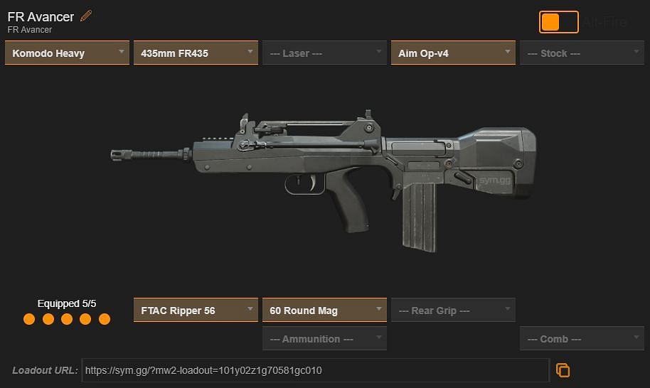 FR Avancer loadout (Image via sym.gg)