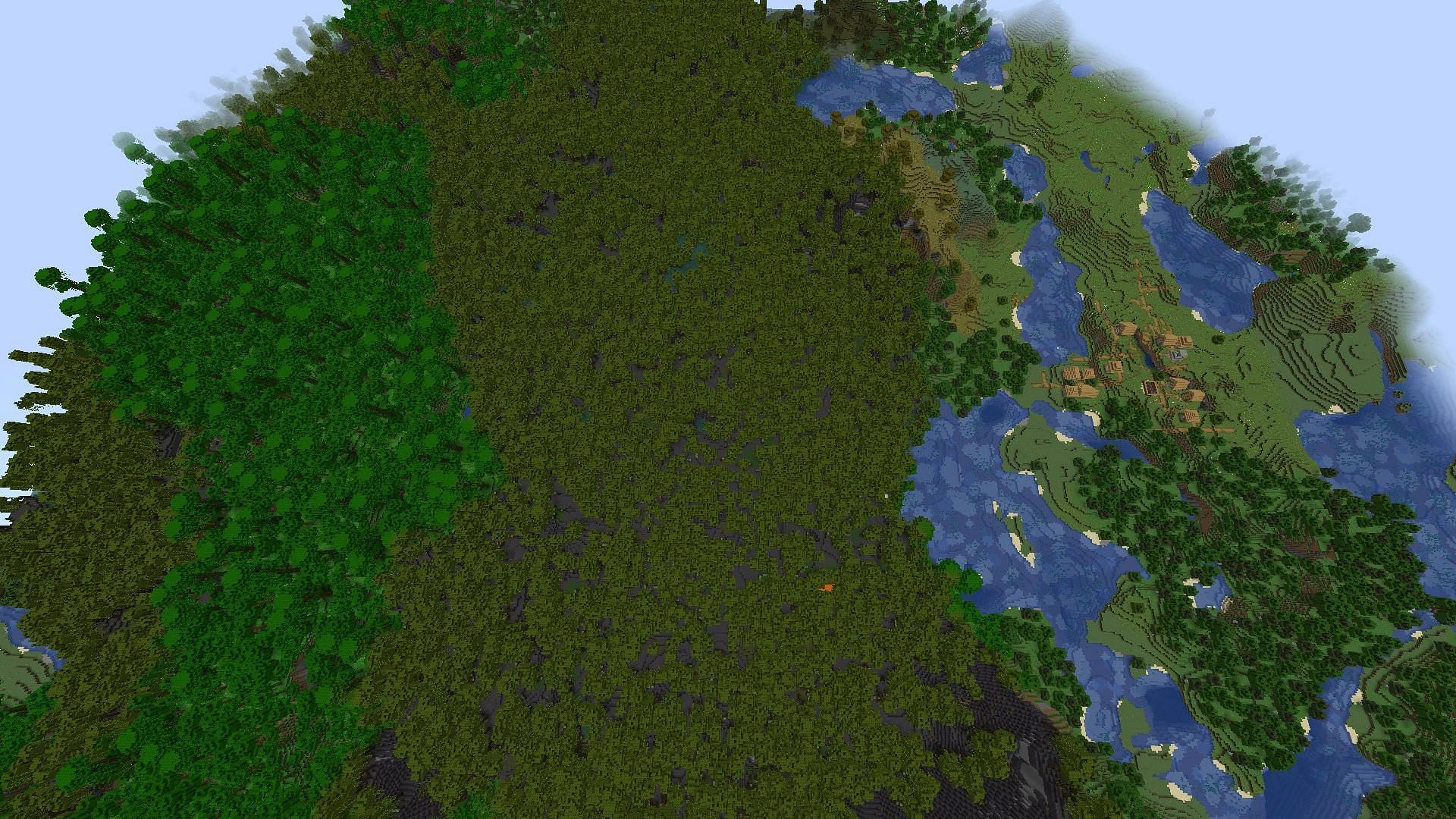 A forest filled spawn with mangrove swamp (Image via Mojang)