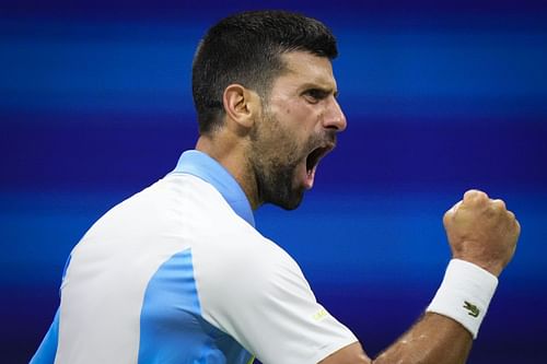 Novak Djokovic during his US Open semifinal against Ben Shelton